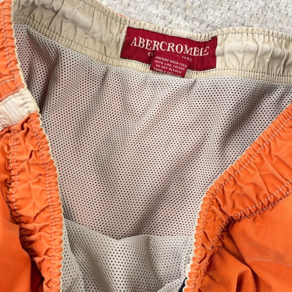 Vintage Y2K Abercrombie &‎ Fitch Swim Trunks Cargo Borad Shorts Orange 2000s